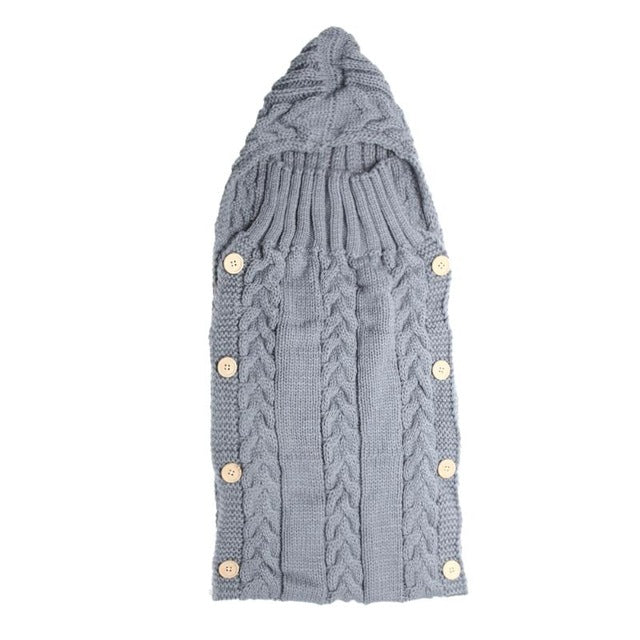 Cozy Wool Blend Swaddle Wrap: Crochet Knitted Hoodie for Warmth and Comfort During Sleep