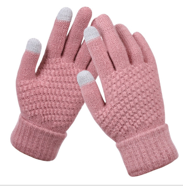 Stay Warm and Connected: Touch Screen Knit Gloves for Women and Men, Thicken Imitation Wool for Extra Warmth