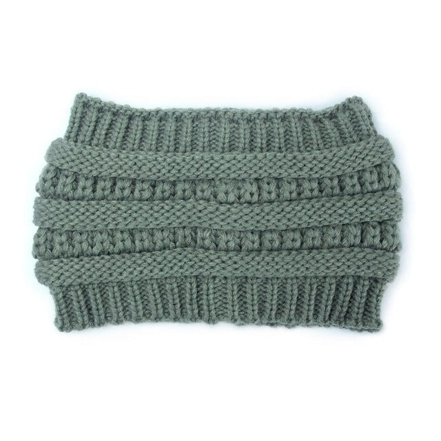 Stay Stylish and Warm with our Ponytail Beanie: Stretch Knitted Crochet Hats for Women