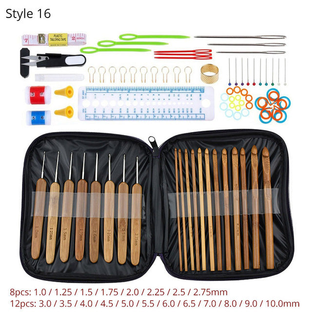 Complete 20-Piece Wooden Crochet Set: Everything You Need for Your Crafting Projects