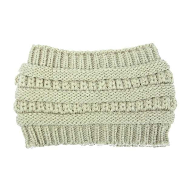 Stay Stylish and Warm with our Ponytail Beanie: Stretch Knitted Crochet Hats for Women