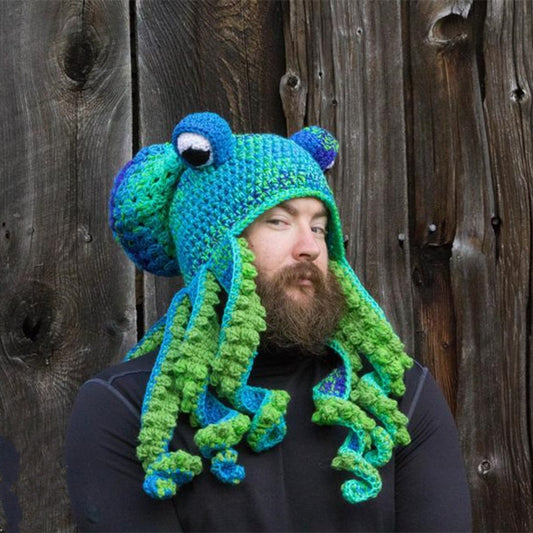 Octopus Hat New Halloween Party Trickster Eight Claw Fish Head Cover Warm Crochet Wool Hat