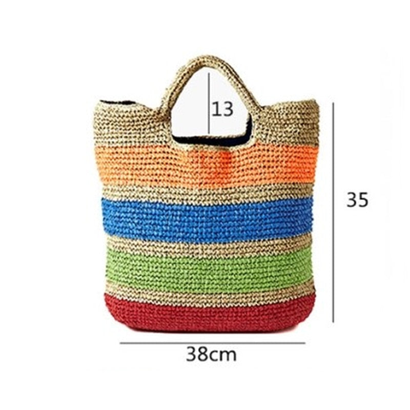 Colorful Crochet Straw Beach Bag: Handmade with Tassel Accents for Stylish Summer Travels