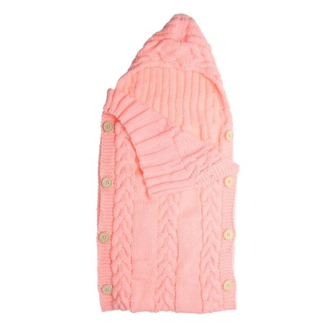 Cozy Wool Blend Swaddle Wrap: Crochet Knitted Hoodie for Warmth and Comfort During Sleep