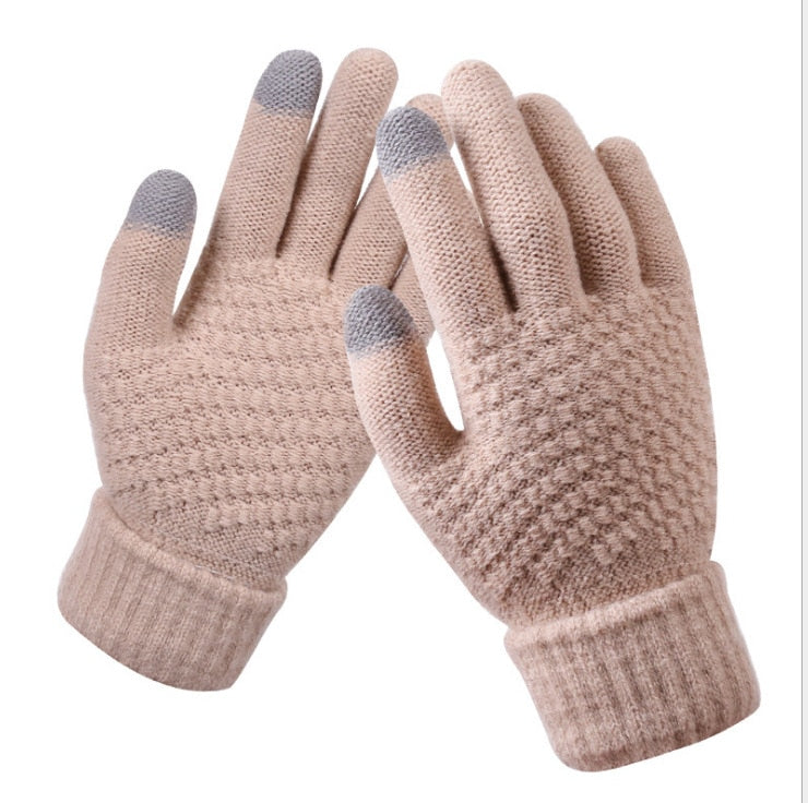 Stay Warm and Connected: Touch Screen Knit Gloves for Women and Men, Thicken Imitation Wool for Extra Warmth