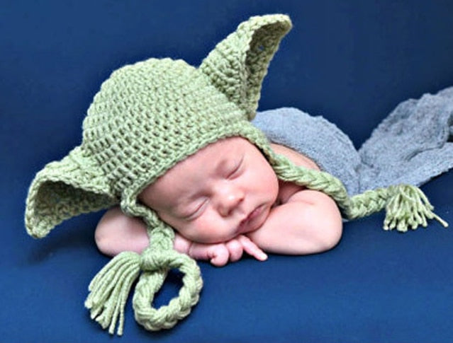 Adorable Baby Yoda Costume: Handcrafted Crochet Outfit for Newborn Star Wars Fans!
