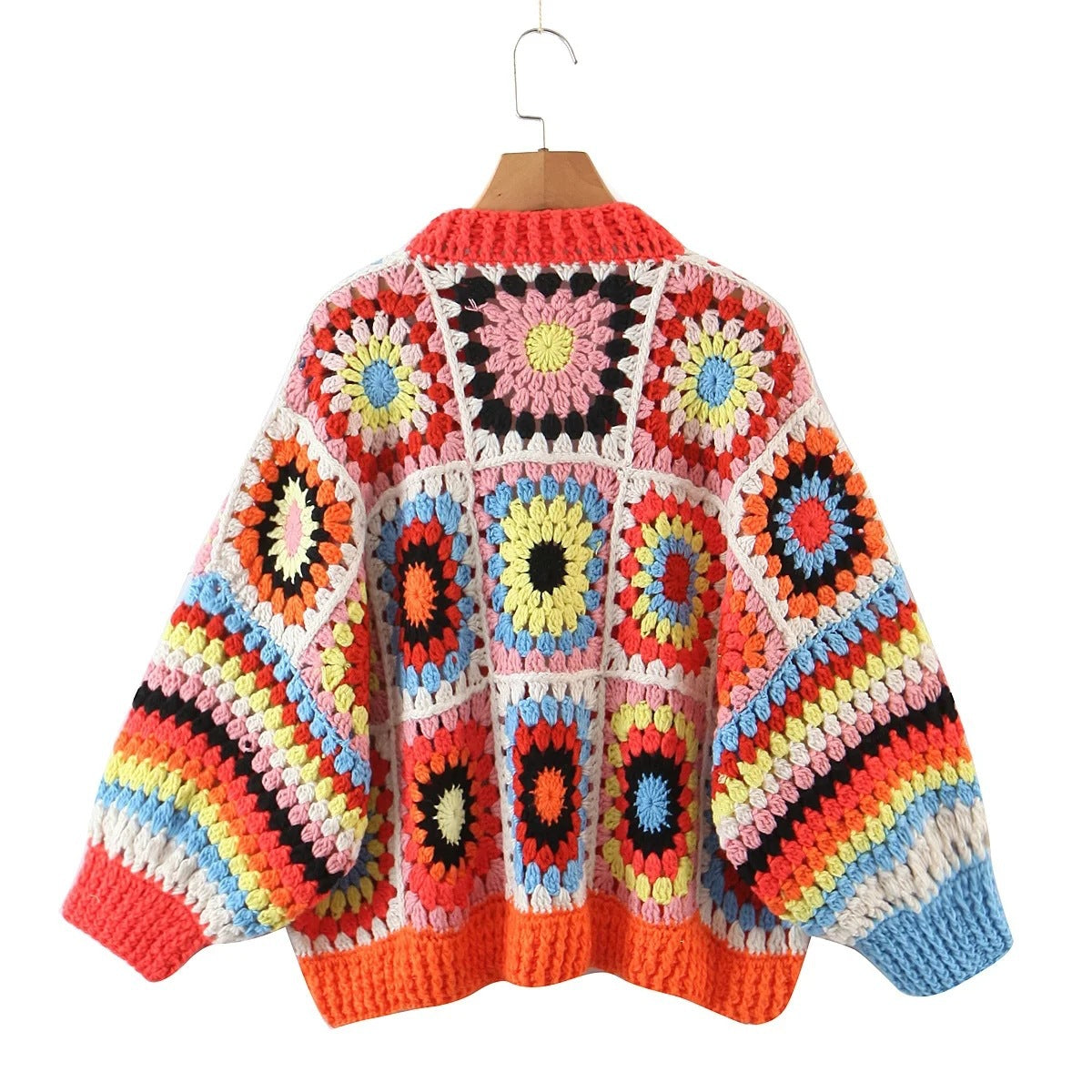 Autumn New Women's Loose Handmade Crochet Ethnic Style Sweater Cardigan Coat