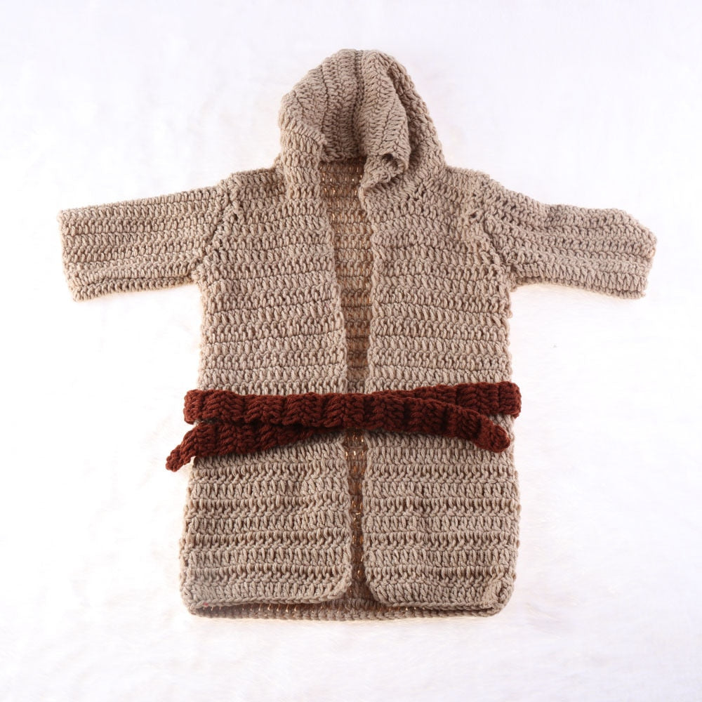 Adorable Baby Yoda Costume: Handcrafted Crochet Outfit for Newborn Star Wars Fans!