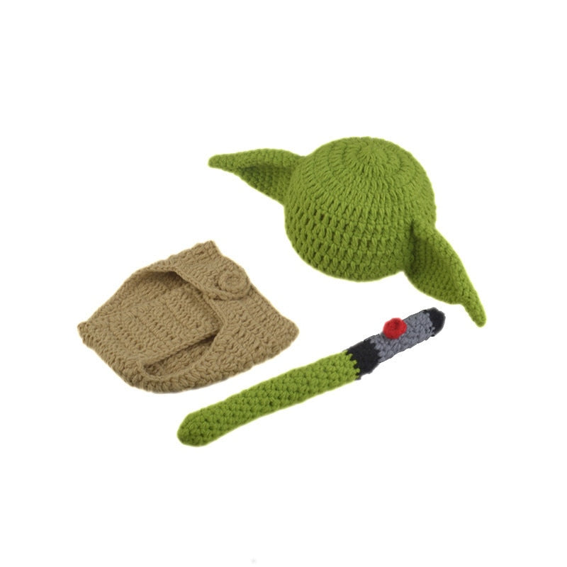 Adorable Baby Yoda Costume: Handcrafted Crochet Outfit for Newborn Star Wars Fans!