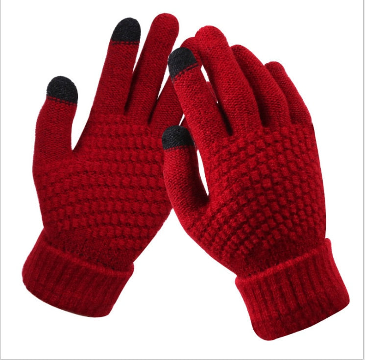 Stay Warm and Connected: Touch Screen Knit Gloves for Women and Men, Thicken Imitation Wool for Extra Warmth