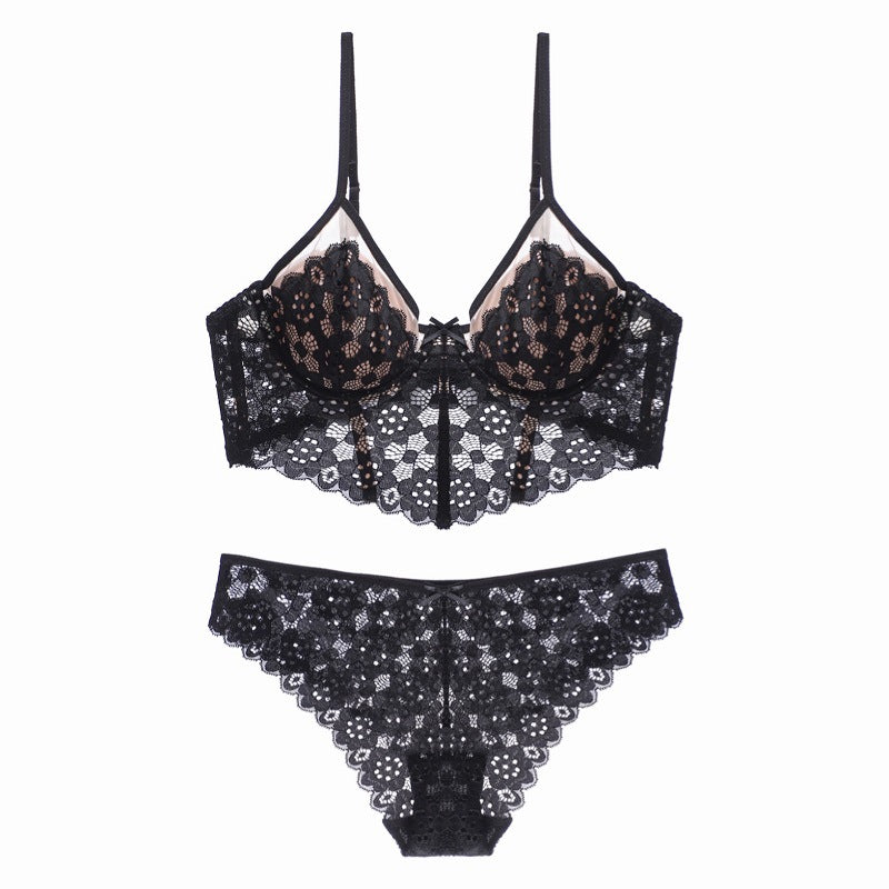 European & American Style Sexy Lingerie Set: Thin Cup Camisole Corset with Crochet Lace Detailing