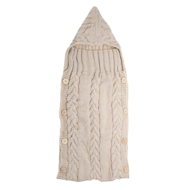 Cozy Wool Blend Swaddle Wrap: Crochet Knitted Hoodie for Warmth and Comfort During Sleep