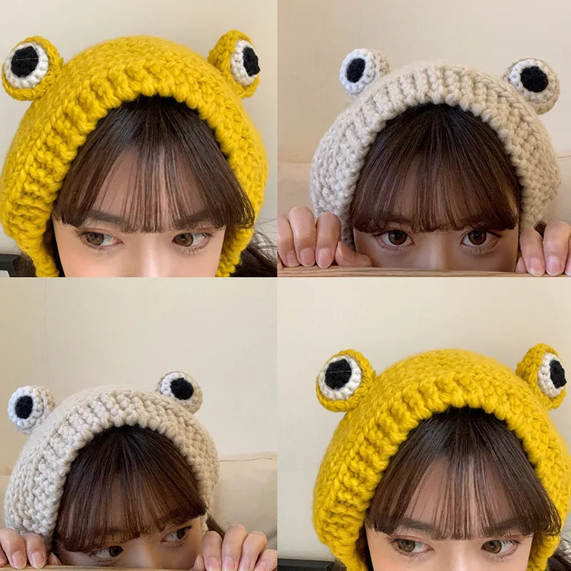 Frog-Inspired Knitted Hat: Winter Skullies for Playful Style and Warmth